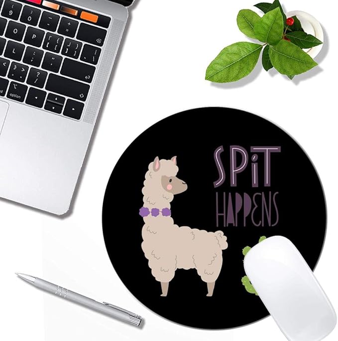 Cute Llamas Alpaca with Cactus Mouse Pad Round Non-Slip Rubber Mousepad Laptop Office Computer Decor Cute Desk Accessories Customized Design Mouse Pad
