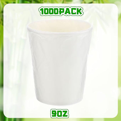 Vesici 1000 Pack 9 Oz Individually Wrapped Disposable Paper Cups bulk White Paper Cups Hot Cold Coffee Cups Espresso Cups Disposable Beverage Drinking Cup for Party Cafes and Businesses