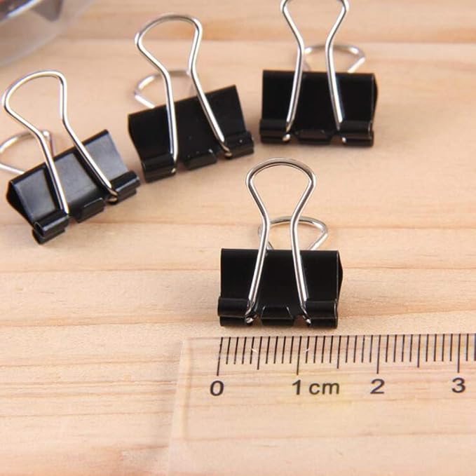 Coideal Mini Binder Clips Black, 60 Pcs 15mm Extra Small Paper Clips, 0.6 Inch Micro Metal Binder Bull Clips for Office School