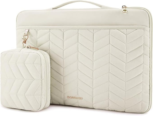 BAGSMART 15-16 inch Laptop Case with Handle, Puffy Padded Laptop Bag Sleeve for Women, Portable MacBook Air/Pro Case Compatible with Dell, HP, Lenovo, ASUS, Acer, Huawei Computer, Beige