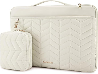 BAGSMART 13-14 inch Laptop Case with Handle, Puffy Padded Laptop Bag Sleeve for Women, Portable MacBook Air/Pro Case Compatible with Dell, HP, Lenovo, ASUS, Acer, Huawei Computer, Beige