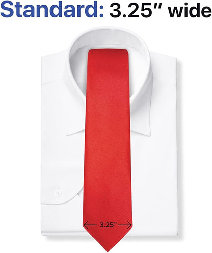 boxed-gifts Umo Lorenzo Tie for Men Satin Finish Necktie - Standard Width Ties - Black, Navy, Red, Sage Green Tie