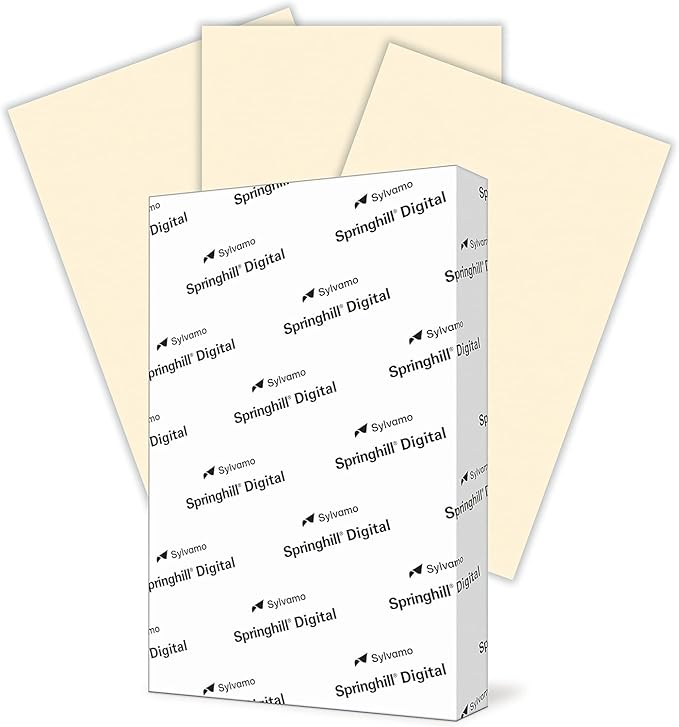 Springhill 11” x 17” Ivory Copy Paper, 28lb Bond/70lb Text, 104gsm, 2,000 Sheets (4 Reams) – Colored Printer Paper with Smooth Finish – Versatile and Flexible Computer Paper – 024158C
