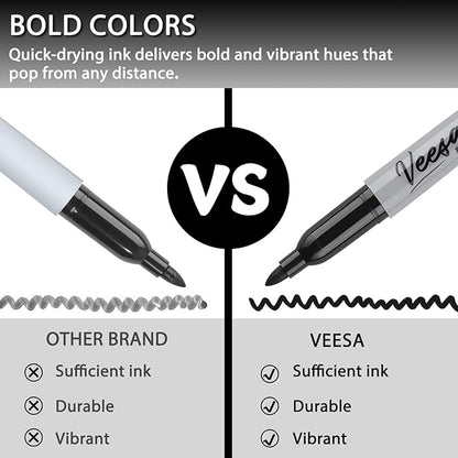 VEESA Dry Erase Markers Black, Fine Tip, 75 Pack Low-Odor Whiteboard Marker Pens, Home School Supplies, Office Series