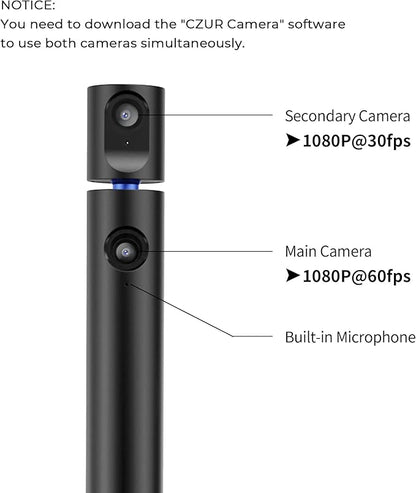 CZUR Halo X Pro Dual Webcam for PC, 1080P Web Camera with Microphone, USB Camera for Computer, 90° View, Plug & Play, Compatible with Windows&Mac, for TikTok/YouTube/Yahoo Messenger