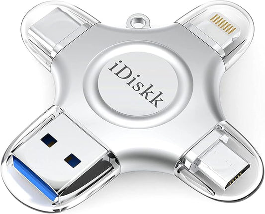 iDiskk App-le MFI Certified 512GB,Flash Drive for iPhone Photo Stick,for iPhone 17/16/15,Flash Drive for Photos and Videos,iPhone USB Storage,Photo Stick, for iPad Android Samsung (4 in 1)