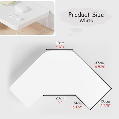 Corner Monitor Stand Clear Acrylic Leg ＆ Wood Corner Screen Stand, L-Shape Desk Triangle Riser for Monitor/Laptop/Computer, Corner Organizer with Drawer (Color : White)