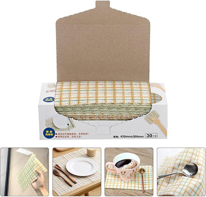 Disposable Kitchen Dish Cloths and Tableware Wipes, 30×42cm, 30pcs, Dual-use Cleaning Cloths for Dishwashing and Household Cleaning
