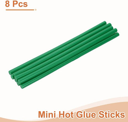 uxcell 8 Pcs Mini Hot Glue Sticks, 0.28" Dia x 7.87" Long EVA Glue Gun Sticks, Dark Green Mini Hot Melt Glue Sticks for DIY Craft Sticky Projects