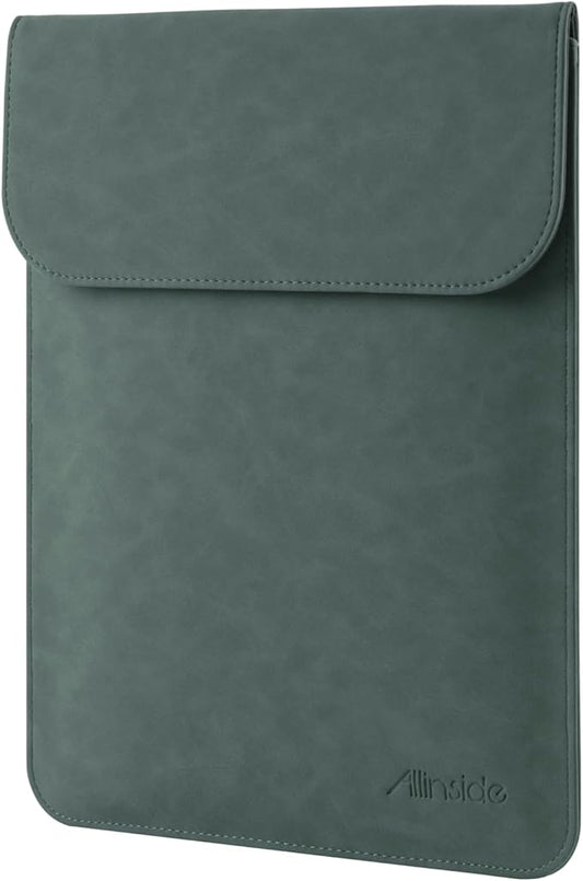Allinside 13 inch Laptop Sleeve Case for with MacBook Air 13 2018–2025 (M2 A2681 M3 A3113 M4 A3240)/MacBook Pro 13 2016–2022 (A2251 A2289 A2338 M1 M2), PU Suede Leather Laptop Case Cover, Dark Green