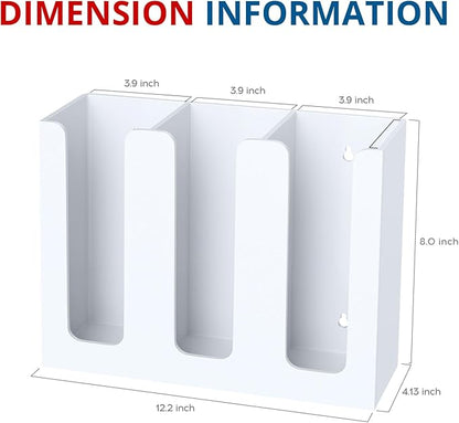 Acrylic Cup Holder, 3 Compartment, Disposable Coffee Cup Dispenser Storage Organizer, White