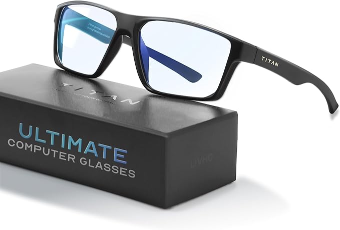 Titan Gaming Glasses, Anti Blue Light Glasses Men, UV400 Protection Blue Light Blocking Glasses for Computer Eye Strain