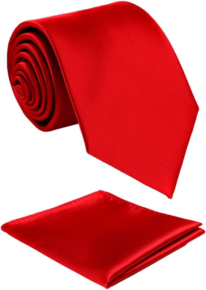 Mens Solid Satin Mens Tie With Hanky,Handmade Neckties For Men