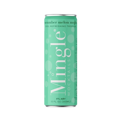 Mingle Mocktails Cucumber Melon Mojito, Premium Non-Alcoholic Drinks, Refreshing Pre-Mixed Drinks, Healthy Alternatives, Canned Mocktails, 12 fl. oz. Cans, Pack of 12