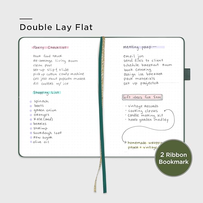 A5 Hardcover Bullet Dotted Journal, 160 Pages 100 gsm Thick Paper, 3 Sheets of Stickers Included - 5.7'' x 8'' (Celestial Green)