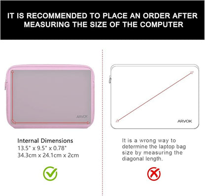 Arvok 13 13.3 14 Inch Laptop Sleeve Case for MacBook Pro/MacBook Air 13-14 inch, Water-Resistant Notebook Chromebook Computer Pouch, Carrying Bag Cover for HP/Dell/Lenovo/Asus/Acer, Pink