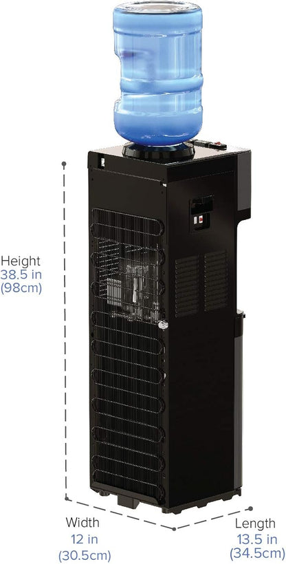 Brio Limited Edition Top Loading Water Cooler Dispenser - Black Stainless Steel - Hot & Cold Water, Child Safety Lock, Holds 3 or 5 Gallon Bottles - UL/Energy Star Approved
