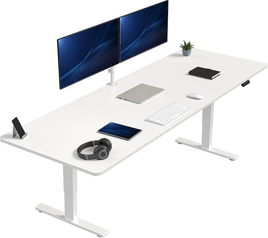VIVO Large Electric 83 x 30 in Standing Desk, Memory Height Adjustment, 1B Series, White Top White Frame, DESK-KIT-1W8W