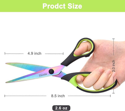 8.5" All-Purpose Scissors Set of 3, Sharp Titanium Coated Blades, Comfort-Grip, Right/Left Handed