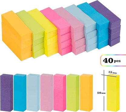4000 Sheets Index Tabs - 0.6 x 2in Page Markers, Small Self-Stick Note Pads, Bright Colors Page Flags Sticky Index Tabs, 40 Pack Sticky Notes for Office, Home & School (8 Colours)