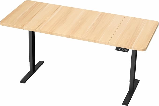 VIVO Electric 71 x 30 in Standing Desk, Memory Height Adjustment, 1B Series, Light Wood Top Black Frame, DESK-KIT-1B7C