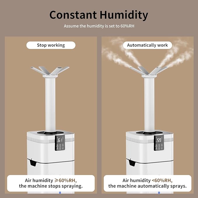 30L Commercial Humidifier for Large Room up to 4200 sq ft, Smart Cool Mist Humidifier with Precision Sensor, Top Fill, 360° Nozzle for Home, Office, Plants