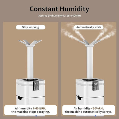 30L Commercial Humidifier for Large Room up to 4200 sq ft, Smart Cool Mist Humidifier with Precision Sensor, Top Fill, 360° Nozzle for Home, Office, Plants