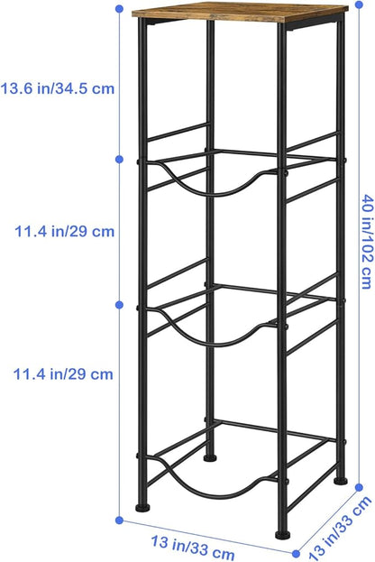 5 Gallon Water Bottle Jug Holder 3-Tier Water Bottle Holder Organizer with Top Shelf, Heavy Duty Water Dispenser Stand Rack for Kitchen Living Room Office, Rustic Brown