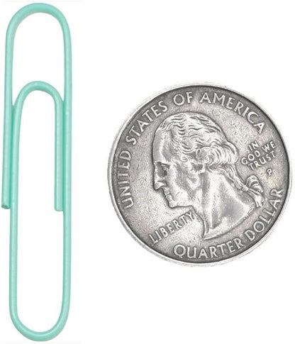 JAM Paper Colored Jumbo Paper Clips - Teal Paperclips - 75/pack