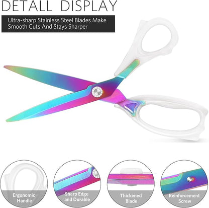 Acrylic Scissors, Sharp Colorful Titanium Blades with Ergonomic ABS Handle, Multi-Purpose Scissors Set of 4, Suitable for Sewing and Household