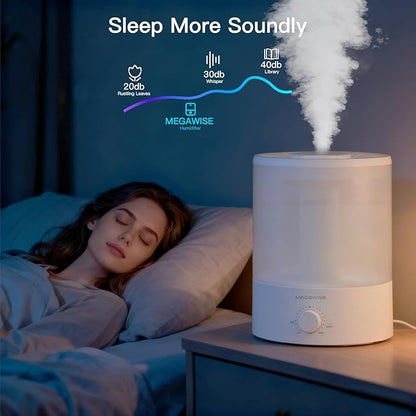 MEGAWISE 3.5L Cool Mist Humidifier with Top Refill, Large Capacity of 3.5L, Easy Safe and Convenient for Home + 7 Night light Colors