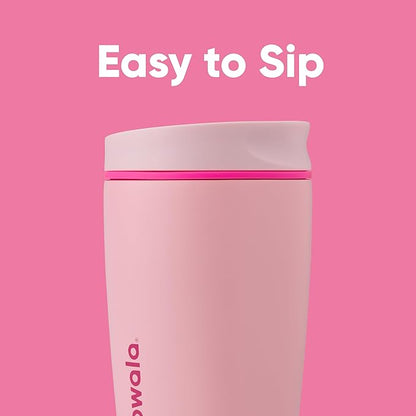 Owala SmoothSip Slider Insulated Stainless Steel Coffee Tumbler, Reusable Cup, Hot Coffee Travel Mug, BPA Free 12 oz, Pink (Pucker Up) (Pack of 8)