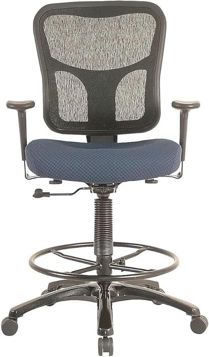 Tempur-Pedic TP8200C Fabric Drafting Stool with Backrest and Footrest with Lumbar Support, with Tempur Material, Cooling Gel Layer, Navy