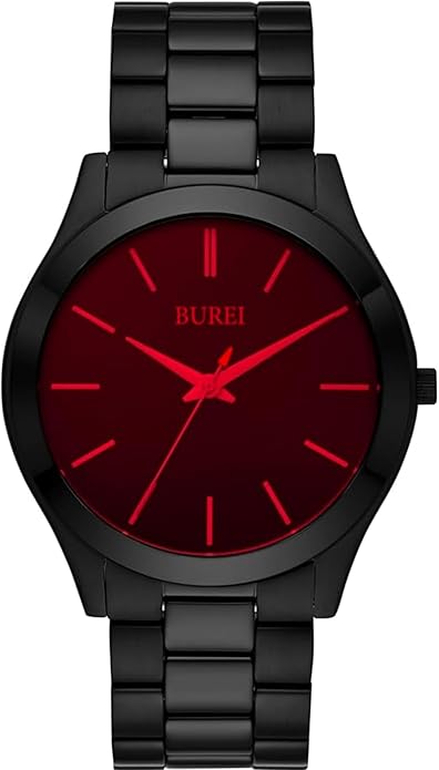 BUREI Men Watches Fashion Analog Stainless Steel Quartz Waterproof Watches,Gift for Men.