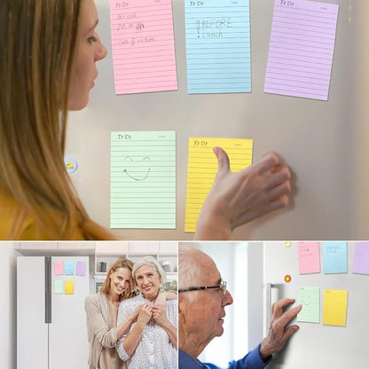 6 Pack to Do List Sticky Notes,4X6 in Lined Sticky Notes,300 Sheets Bright Color Self-Stick Note Pads,Super Adhesive Memo Pads, Easy to Post Notes for Study, Works and Daily Life (4X6 inch)