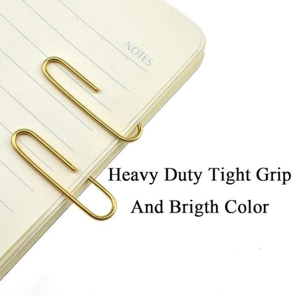 HAHIYO Paper Clips Large 2 inches Length Gold Paperclips Vinyl Coated Prevent Scratching Tearing The Pages Sturdy for Bookmark Organize Home Office School 80 Pack