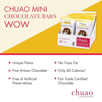 Chuao Chocolatier Potato Chip Milk Chocolate Mini Bars | Gourmet No Preservatives | For Gift Baskets, Christmas, Birthday, Thank You, Care Package | 24 Pack, 0.39 oz Each