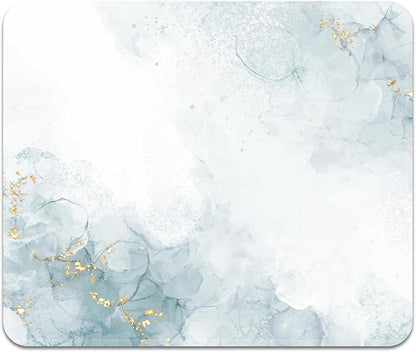 Square Mouse Pad with Stitched Edge, Premium Mousepad Washable Cloth. Computer Mouse Pad with Non-Slip Rubber Base, Mouse Pads for Computers Laptop Mouse 9.25x7.75x0.12 inch-Cyan Marble