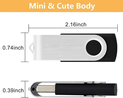 Generic 10 Pack 32GB USB Flash Drive, Thumb Drives Memory Stick Swivel Jump Drive for Home & Office Use (10Pack Black, 32GB)
