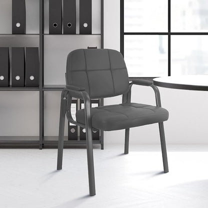CLATINA Waiting Room Guest Chair with Bonded Leather Padded Arm Rest for Office Reception and Conference Desk(Grey 2 Pack)