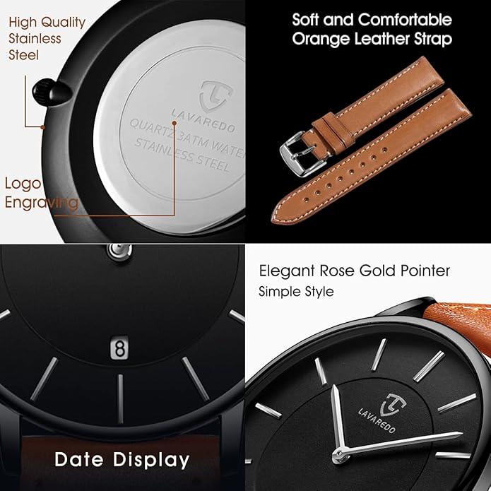 BEN NEVIS Watch, Mens Watch, Minimalist Fashion Simple Wrist Watch Analog Date with Leather Strap