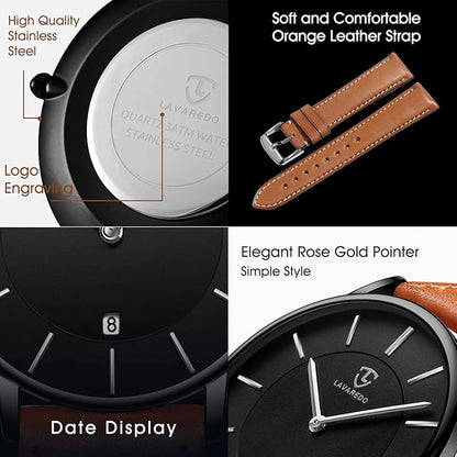 BEN NEVIS Watch, Mens Watch, Minimalist Fashion Simple Wrist Watch Analog Date with Leather Strap