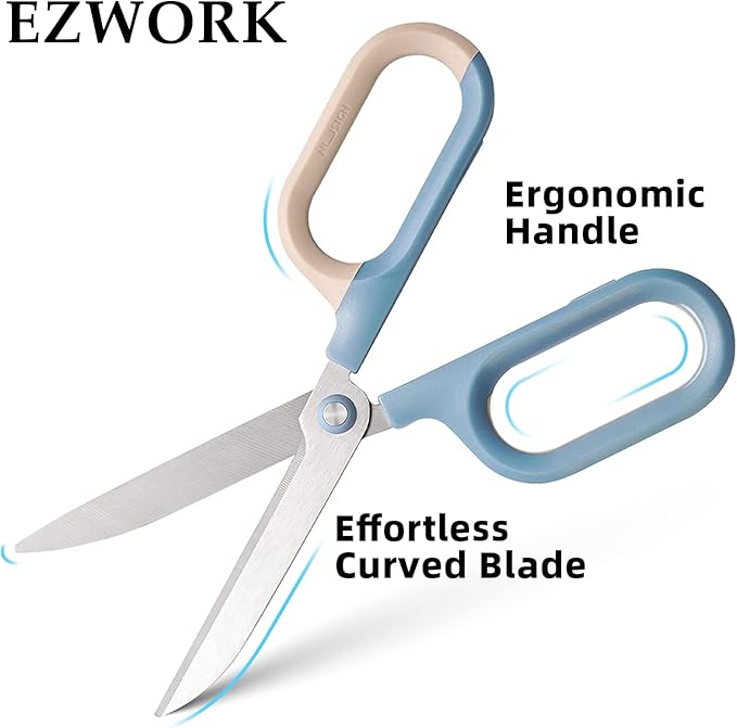 Multipurpose Scissors, Comfort-Grip Handles Sharp Scissors for Office Home School Craft Sewing Fabric Supplies (7", Blue-1)