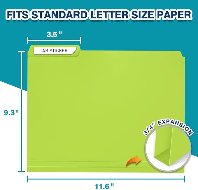 H4D 30 Pack Colored File Folders, Plastic Manila Folders with 1/3-Cut Tabs, Letter Size Home School Office Supplies for Document Filing, 6 Colors