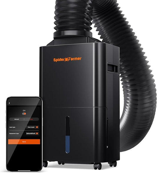 Spider Farmer Upgraded Dehumidifier with Drain Hose 2000 Sq.Ft.Dehumidifier with Smart Humidity Control Display, Air Duct, 24-Hour Timer, Provides Powerful Dehumidification for Grow Tent and Home