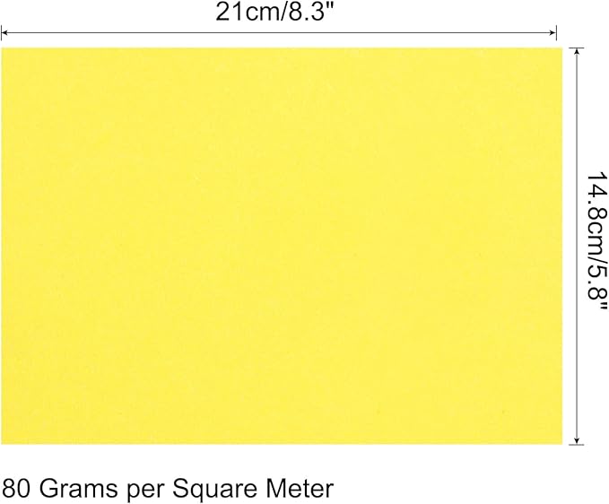 MECCANIXITY 75 Sheets A4 Colored Print Copy Paper 5.8" x 8.3" Origami Paper Printer Paper 80gsm for Printing, Document Copying, Art Craft,Bright Yellow