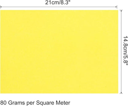 MECCANIXITY 75 Sheets A4 Colored Print Copy Paper 5.8" x 8.3" Origami Paper Printer Paper 80gsm for Printing, Document Copying, Art Craft,Bright Yellow
