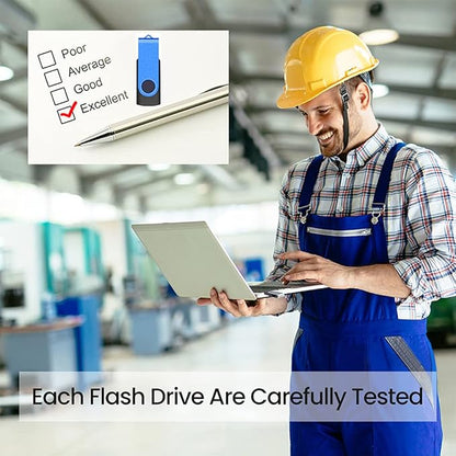 ABLAZE Flash Drives 2GB 20 Pack, USB 2.0 Thumb Drive Bulk with Lanyards Swivel Memory Stick U Disk 2GB Pendrive USB Pack (Blue)