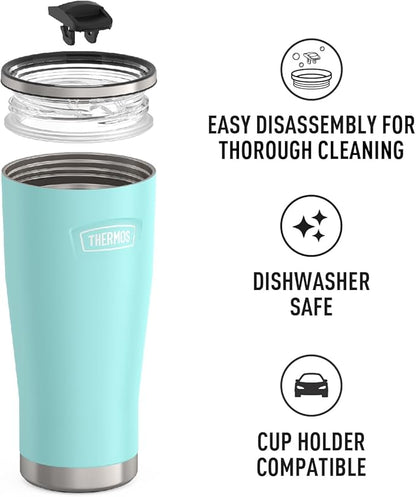 THERMOS ICON SERIES, Stainless Steel Tumbler with Slide Lock, 24 Ounce, Sea Green