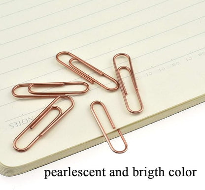 HAHIYO Paper Clips 1.3" (33mm) Length Rose Gold Paperclips Vinyl Coated Prevent Scratching Tearing The Pages Sturdy for Bookmark Organize Home Office School 120 Pack